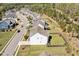 An aerial view of a neighborhood featuring well-maintained lawns and houses at 490 Boulder Point Dr, Chapel Hill, NC 27516