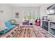 Cozy living room with colorful rug, comfortable seating, and lots of natural light at 490 Boulder Point Dr, Chapel Hill, NC 27516