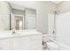 A pristine white bathroom features a single vanity, toilet, and shower-tub combination at 507 Presque Isle Ln # Bldg 500, Chapel Hill, NC 27514