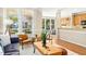 Open-concept living room with hardwood floors, stylish furnishings, and plenty of natural light at 507 Presque Isle Ln # Bldg 500, Chapel Hill, NC 27514
