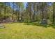 Backyard featuring mature trees, well-kept lawn, and shed surrounded by the serenity of nature at 5604 Bobcat Rd, Chapel Hill, NC 27516