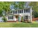 Attractive two-story home with manicured lawn, bay window, and classic black shutters, set among mature trees at 601 E Dynasty Dr, Cary, NC 27513