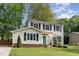 Inviting two-story home with a teal front door, manicured lawn, bay window, and classic black shutters at 601 E Dynasty Dr, Cary, NC 27513