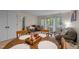 Dining room featuring hardwood floors and views of a balcony at 708 Martin Luther King Jr. Blvd # E2, Chapel Hill, NC 27514