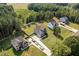 Aerial view of residential houses with fenced yards and green lawns at 810 Mulberry Rd, Spring Hope, NC 27882