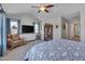 Comfortable main bedroom featuring vaulted ceiling, lots of light, neutral walls, and carpeted floors at 900 Ambergate Sta, Apex, NC 27502