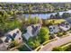 Beautiful aerial view of home in a neighborhood near the water at 944 Alden Bridge Dr, Cary, NC 27519