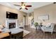 Inviting living room with a fireplace, plush seating, and stylish decor at 95 Torrington Ave, Franklinton, NC 27525