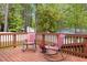 A wooden deck featuring seating and wood railings is perfect for outdoor relaxation and entertaining at 1015 Castalia Dr, Cary, NC 27513