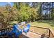 Relaxing wooden deck with chairs overlooking a beautifully landscaped yard at 105 E Murray Ave, Durham, NC 27704