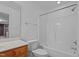 Clean bathroom with a white shower-tub and a vanity with ample counter space at 133 Aleah Ct, Clayton, NC 27520