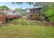 Lush backyard featuring a screened-in porch, garden beds, and mature trees at 1403 Vickers Ave, Durham, NC 27707