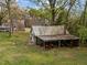 Rustic cabin with a covered area, lawnmower, and wooded surroundings at 1823 E Geer St, Durham, NC 27704