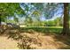Lush backyard featuring a spacious lawn, mature trees, and ample shade at 206 Mansfield Dr, Broadway, NC 27505