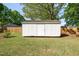 Exterior view of the storage shed located in the backyard at 206 Mansfield Dr, Broadway, NC 27505
