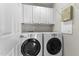 Laundry room featuring a side-by-side washer and dryer and overhead cabinets at 211 Kurtner Ct, Morrisville, NC 27560