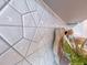 Close-up of the unique geometric backsplash in the kitchen, adding a modern touch at 221 Pond View Ct # 9, Fuquay Varina, NC 27526