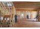 Under construction interior with wood framing and multiple workers completing the build at 2328 Ballywater Lea Way, Wake Forest, NC 27587