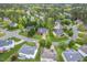 Aerial shot displaying community homes nestled on large lots in a park-like setting at 3 Haycox Ct, Durham, NC 27713