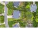 Overhead shot of property showcasing the manicured lawn, the house footprint, and the neighborhood at 3 Haycox Ct, Durham, NC 27713