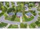 Beautiful aerial view of the home nestled in a lush, green neighborhood on a cul-de-sac at 3 Haycox Ct, Durham, NC 27713