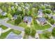 An aerial view shows a residential area with well-maintained lawns and mature trees surrounding the homes at 3 Haycox Ct, Durham, NC 27713