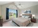 Bright bedroom featuring a large window with plantation shutters and a serene view at 3 Haycox Ct, Durham, NC 27713