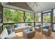 Relaxing screened porch featuring comfortable wicker furniture and a view of the serene outdoors at 3 Haycox Ct, Durham, NC 27713
