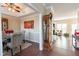 Open concept dining room showcasing beautiful hardwood floors at 3100 Benton Cir, Raleigh, NC 27615