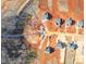 Aerial view of a new construction site highlighting plot boundaries and the layout of homes in a developing community at 4897 Grosbeak Ct, Mebane, NC 27302