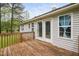 Back porch with wood decking and glass doors leading to the house interior at 545 Irvan St, Clayton, NC 27520