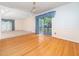 Hardwood dining area featuring glass patio door access to an outdoor deck at 5816 Old Forge Cir, Raleigh, NC 27609