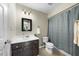 Full bathroom with shower and sink vanity at 65 Forest Oaks Dr, Durham, NC 27705