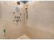 Close-up of updated shower with multiple shower heads and beige tiling at 725 Ancient Oaks Dr, Holly Springs, NC 27540