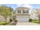 Charming two-story home with light tan siding, neat landscaping, and a two-car garage at 104 Rosebud Ln, Durham, NC 27704