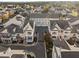 Scenic aerial view showcasing a neighborhood with well-maintained townhomes and manicured lawns at 10410 Sablewood Dr # 111, Raleigh, NC 27617