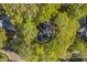 Aerial view of a home nestled among lush green trees providing privacy and natural beauty at 108 Sierra Dr, Chapel Hill, NC 27514