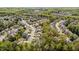 Expansive aerial view showcases a residential community nestled amidst lush greenery and winding streets at 112 Pink Dogwood Ln, Mebane, NC 27302