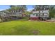 Large backyard with a patio, fire pit, lush lawn, and charming landscape offering serene outdoor space at 116 W Front St, Oxford, NC 27565