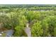 An aerial view of a home nestled among lush trees in a serene, wooded community at 120 Kerigon Ln, Youngsville, NC 27596