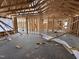 An inside view of the house's wooden frame during construction at 125 Tee Dr, Selma, NC 27576