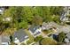 Aerial view showcasing the home's roof, backyard, and surrounding neighborhood at 1526 Town Home Dr, Apex, NC 27502