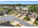Aerial view of townhomes with well manicured lawns, driveways, and lush greenery in the neighborhood at 153 Telluride Trl, Garner, NC 27529