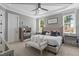 A main bedroom has tray ceilings and beautiful natural lighting at 188 E Antebellum Dr, Pittsboro, NC 27312