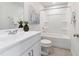 Well-lit bathroom featuring a vanity, combination shower and bathtub, and tiled floors at 21 Green Links Dr, Cameron, NC 28326
