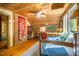 Bedroom offers wood accents, a desk area, ceiling fan, and closet space at 2281 Lamont Norwood, Pittsboro, NC 27312
