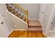 Staircase features wood and carpet; classic design leads to upper levels at 2750 Laurelcherry St, Raleigh, NC 27612
