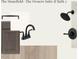 Modern bathroom details with sleek fixtures, cabinet and countertop at 315 Adams Pointe Ct, Angier, NC 27501