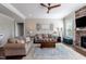 Spacious living room with stone fireplace and hardwood floors at 4424 Bonnie Loch Dr, Burlington, NC 27215