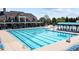 Large community pool area with a variety of seating options and a clubhouse in the background at 4424 Bonnie Loch Dr, Burlington, NC 27215